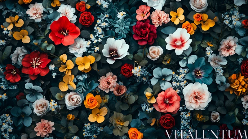 Vibrant Floral Garden in Full Bloom with Layered Color