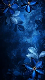 Sculptural Blue Floral Composition With Textured Gradient Background