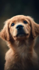 Young golden dog portrait uses shallow depth of field