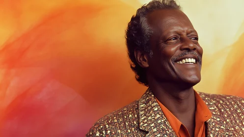 Smiling elder in warm tones radiates joy and confidence