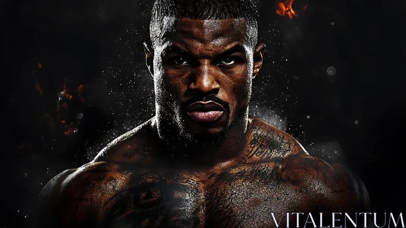 Athletic Portrait with Dynamic Lighting and Water Spray Effect.