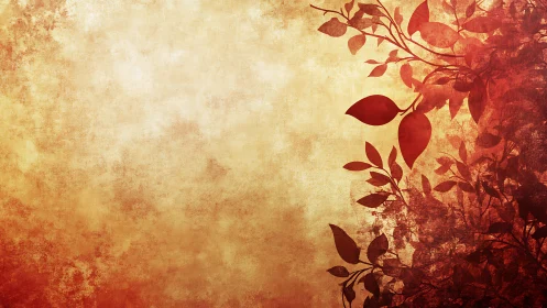 Warm textured background with red leafy floral border.