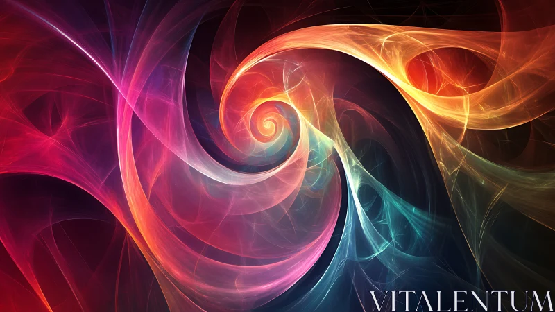 Vibrant swirling fractal spiral in vivid neon colors.
