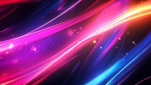 Spectral light trails form dynamic neon gradients across dark void