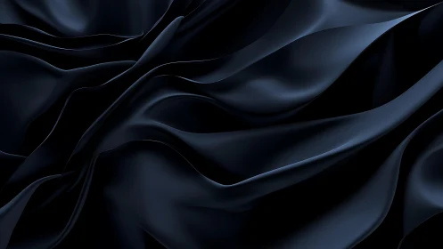 Elegant black silk fabric waves in abstract digital art style.