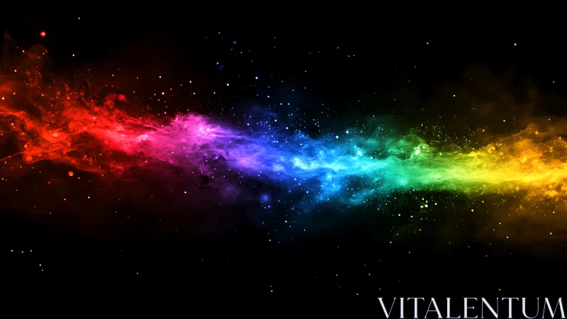 Chromatic nebular stream across deep-space vacuum field.