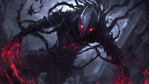 Shadow wraith lunges forward wrapped in burning crimson void