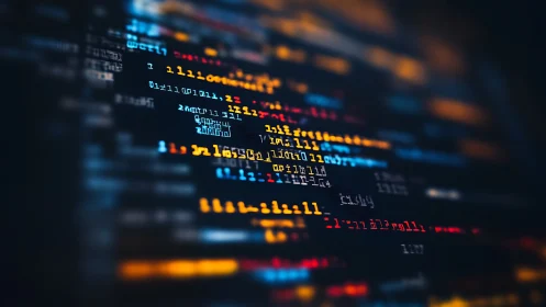 Neon code cascade over a midnight monitor skyline.