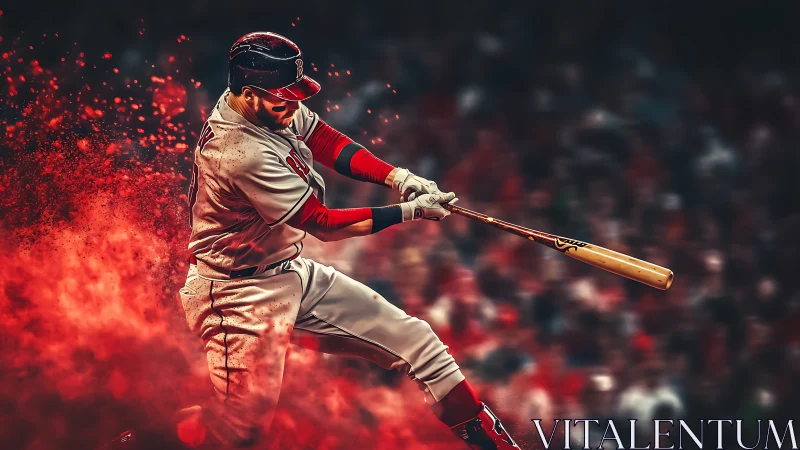 Baseball batter in mid swing with red motion effects applied.