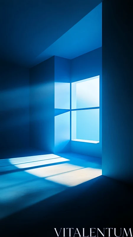 Soft blue daylight pours gently through a quiet open window