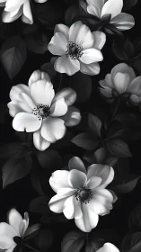 White Flowers with Prominent Stamens Against Dark Background
