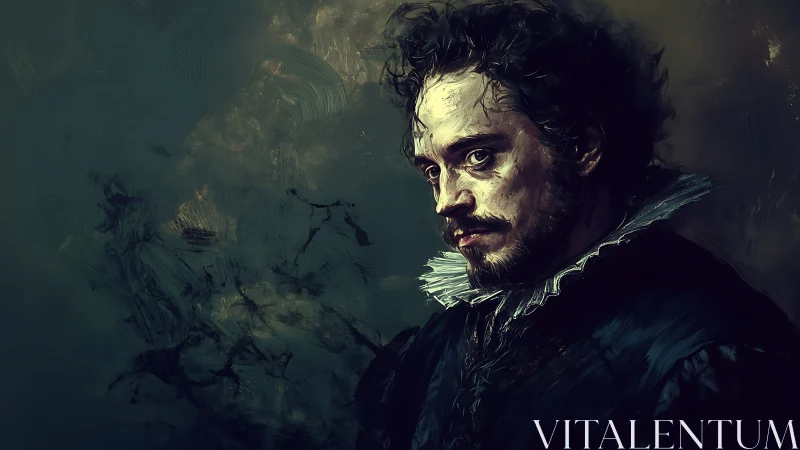 Brooding Renaissance man turns toward dim, stormy void