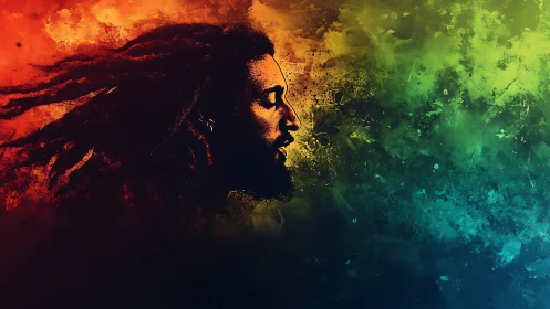 Voice of color: reggae dreamer dissolving into twilight paint.