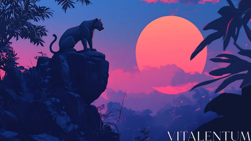 Solitary Panther Witnesses the Cosmic Blaze Descend