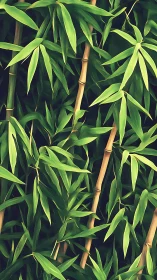 Lush bamboo foliage with stylized painterly green leaves.
