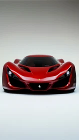 Red supercar front view with sculpted aerodynamic body.