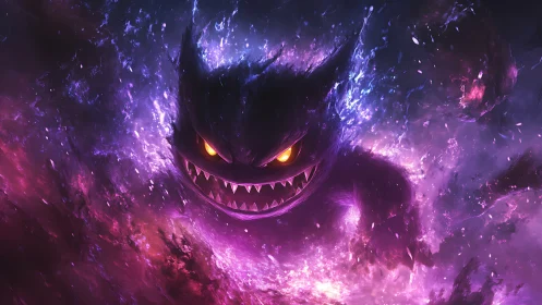 Digital specter forms within luminous purple energy field