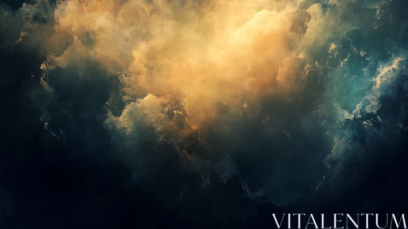 Digital painting nebula cloudscape with luminous core focus.