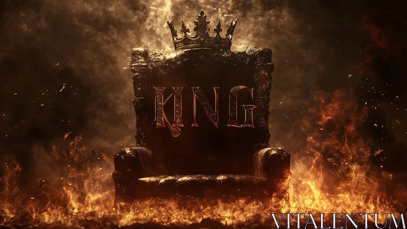 Medieval Throne Wreathed in Flames: Dark Fantasy Architectural Rendering.