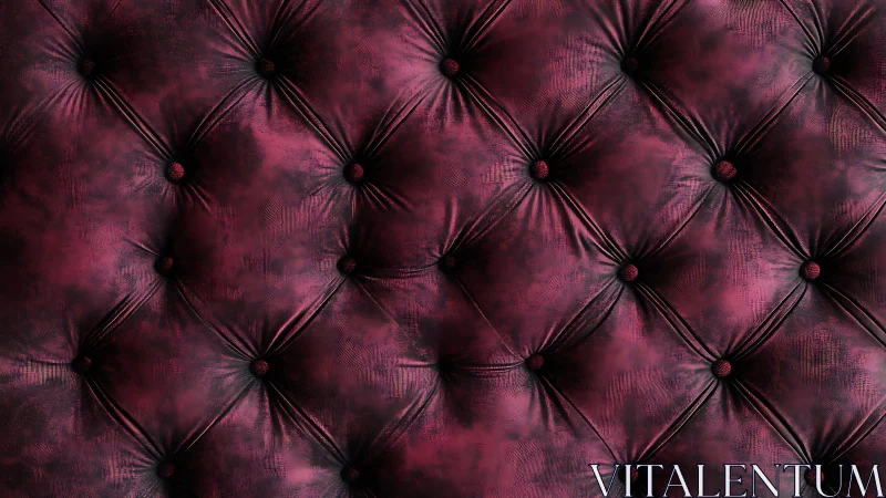 Velvet button-tufted maroon cushion pattern in close view.