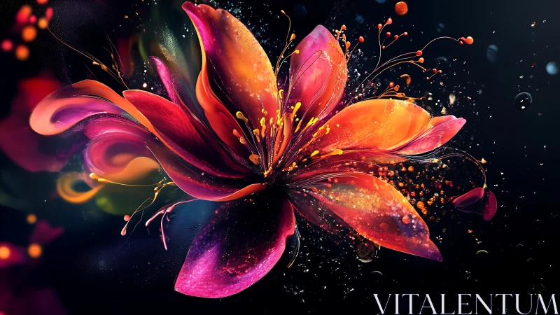 Vibrant abstract flower exploding with neon color blooms.