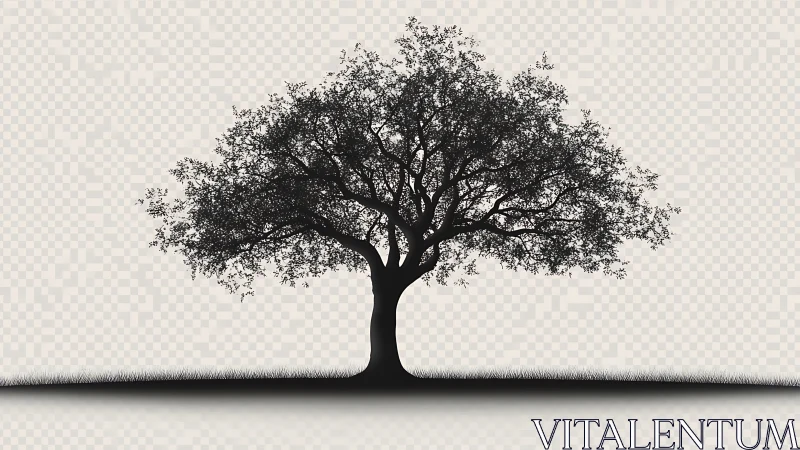 Solitary tree silhouette spreads branches in quiet balance.