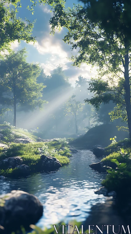 Sunlit Forest Stream Invites Your Soul Into Nature