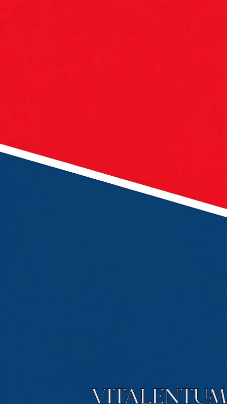 Bold red and blue diagonal blocks with crisp white edge.