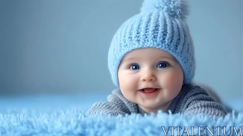 Joyful Baby's Blue Winter Moment.