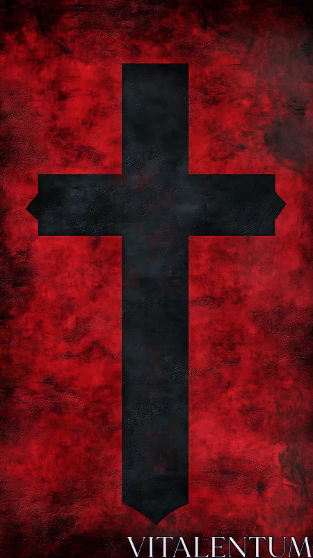 Black cross emblem stands stark against textured crimson field