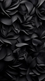 Layered black petals forming abstract sculptural depth.