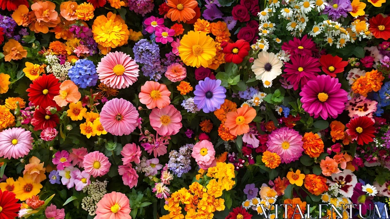 Kaleidoscope of Blooms: Nature's Riot of Rainbow Color.