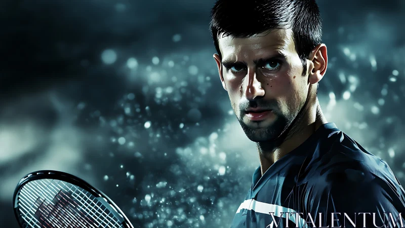 Stormlit tennis warrior locks gaze before the next serve