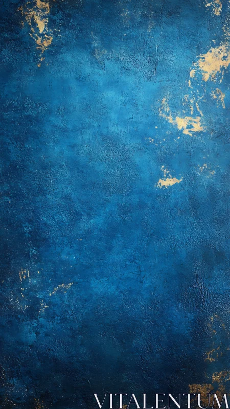 Textured cobalt wall surface with irregular gold distressed patches