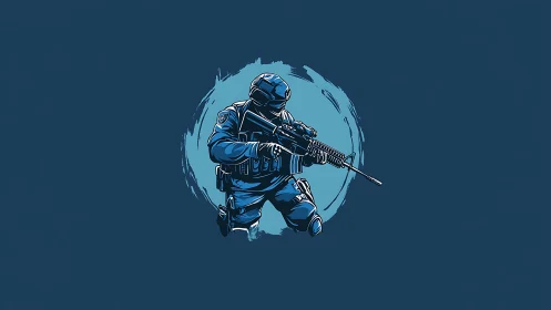 Midnight tactical striker stepping from painted crosshair portal.