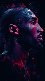 Electric neon portrait in fractured side profile glow.