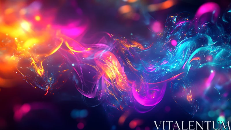 Neon nebula ribbons dancing through electric midnight skies.