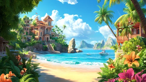 Tropical Paradise Resort With Coastal Architecture.