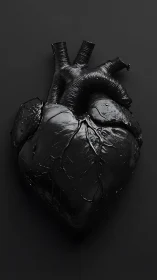 Anatomical Heart Beats Against Obsidian Silence