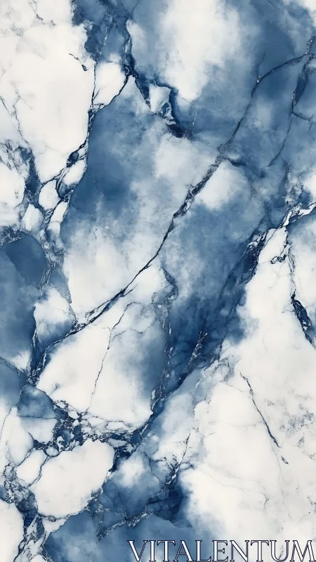 Calming blue marble clouds with softly drifting stone veins.