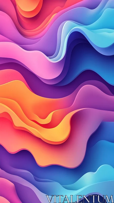 Chromatic paper waves drifting through a neon sunrise.