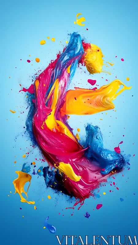 High-viscosity RGB paint splash forming dynamic human silhouette