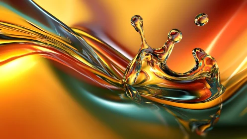 Vibrant Abstract Liquid Splash in Warm Metallic Colors.