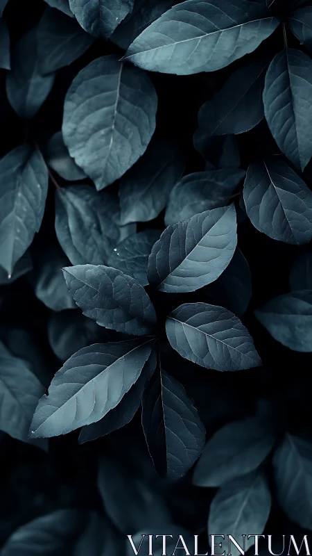 Midnight leaves whisper softly in a cool blue hush