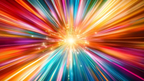 Vibrant abstract light burst with radiant energy and dynamic colors.
