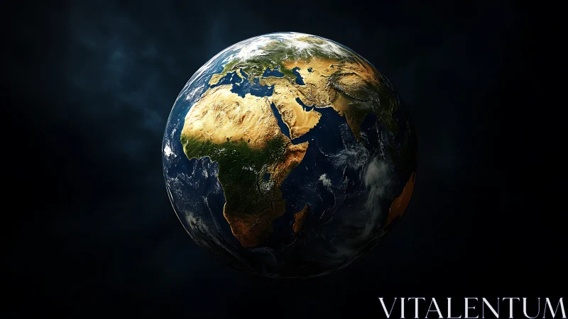 Planet Earth glows in deep cosmic darkness, continents lit