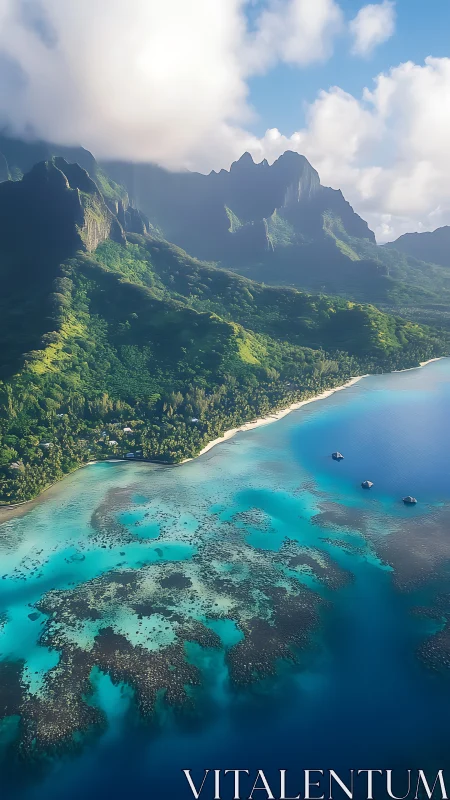 Tropical Coastal Mountain Landscape with Turquoise Waters.