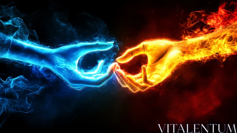 Elemental Forces Locked in Fiery Blue Collision