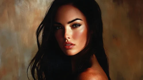 Digital portrait of woman with long dark hair profile.