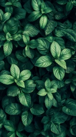 Dense overlapping green leaves fill the vertical frame